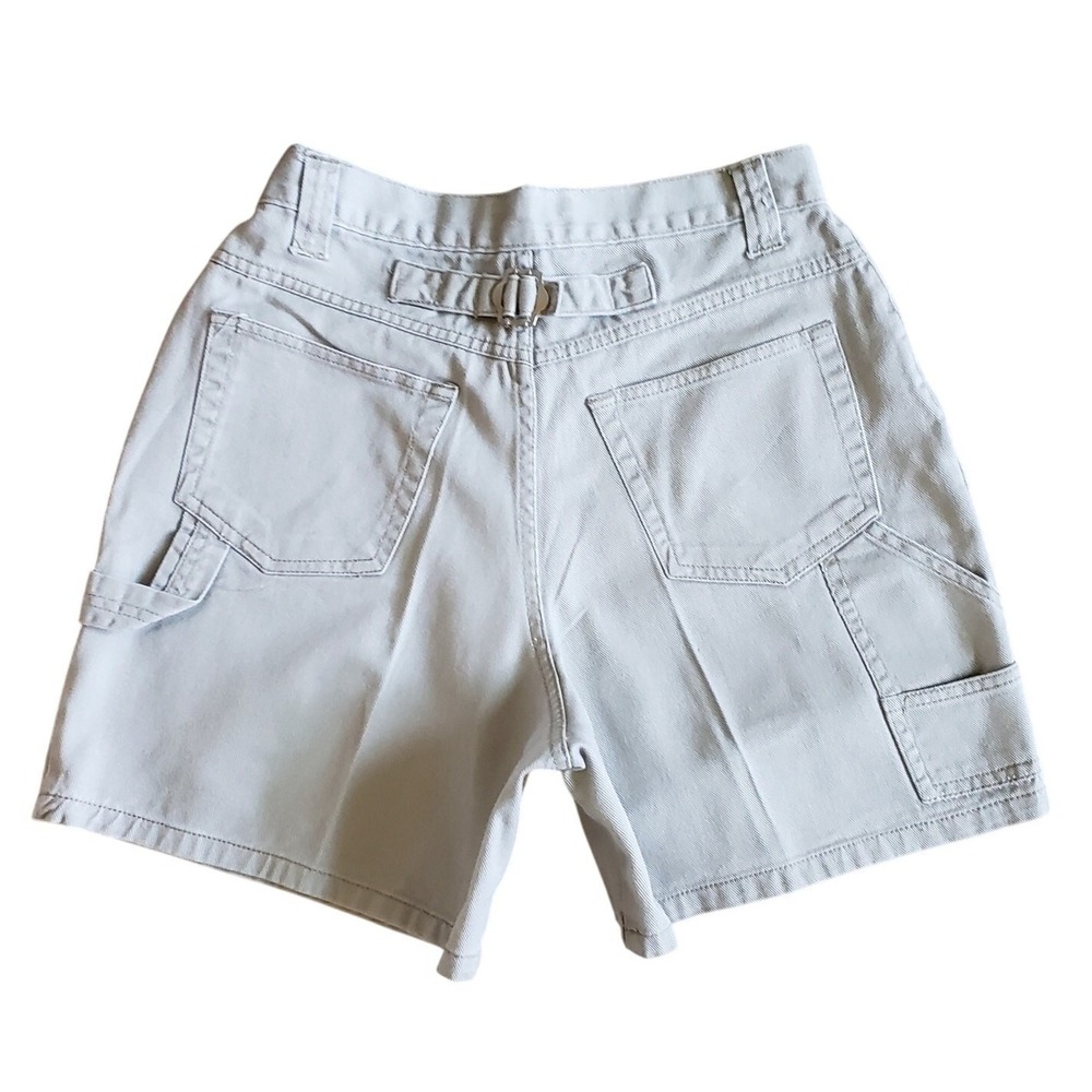 Retro Carpenter Shorts Womens 7 8‎ Beige High Rise Utility Workwear Jorts